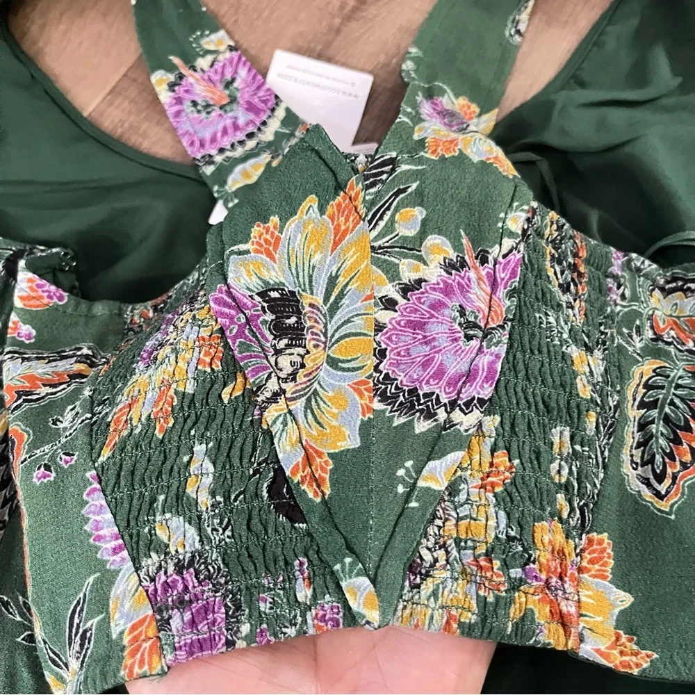 Equipment Femme Everett Eden Multi Floral Sleeveles Scoop Maxi Dress Green 0 NEW - Picture 15 of 15